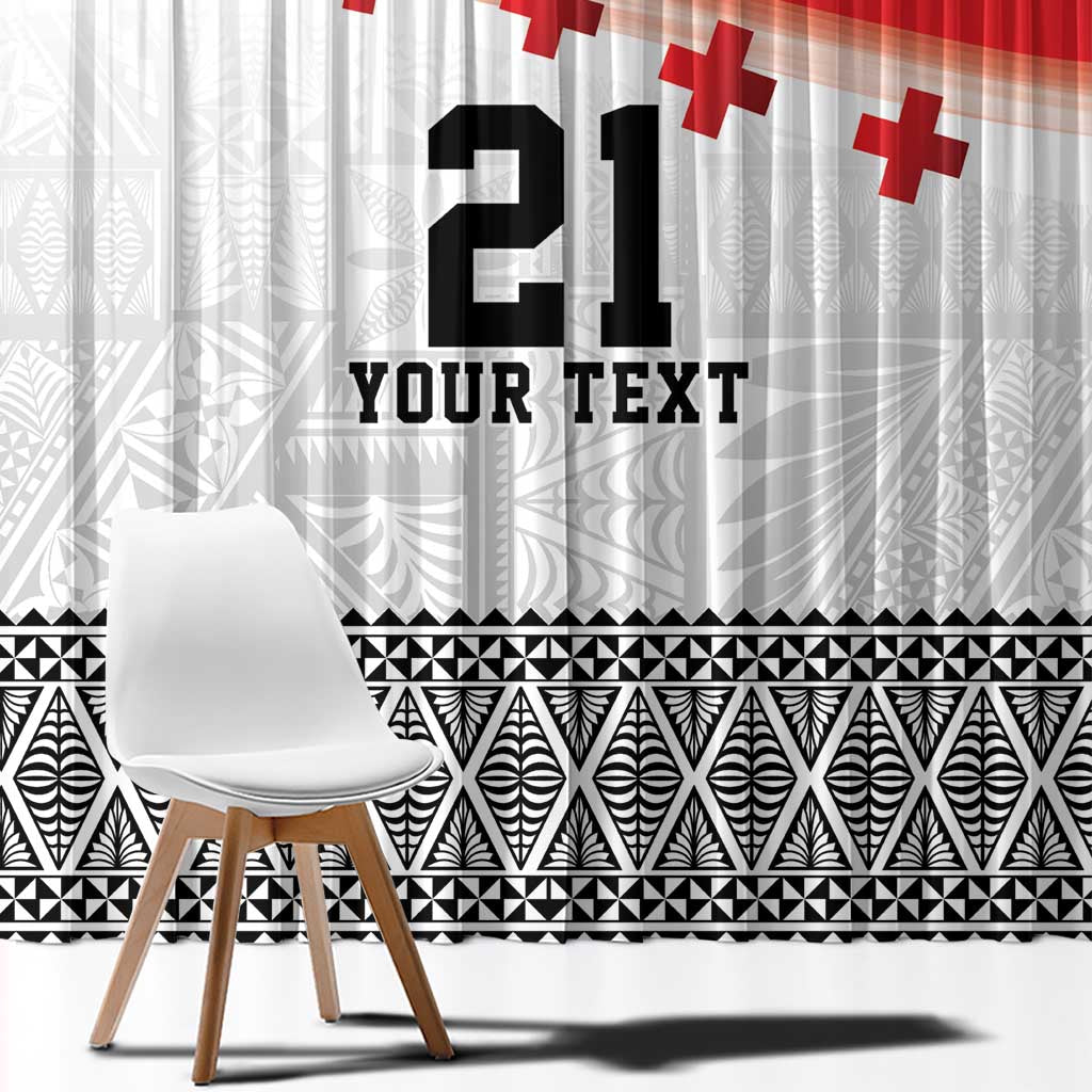 Ikale Tahi Pacific Tonga Rugby Custom Window Curtain Tongan Ngatu with Flag Pattern