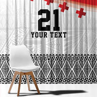 Ikale Tahi Pacific Tonga Rugby Custom Window Curtain Tongan Ngatu with Flag Pattern