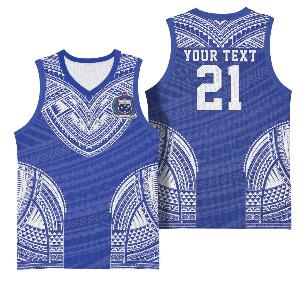 Manu Samoa Pacific Samoa Rugby Custom Basketball Jersey Polynesian Pattern - Polynesian Pride