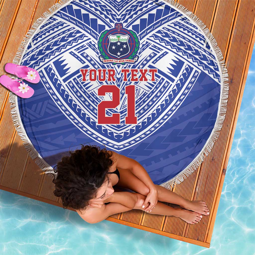 Manu Samoa Pacific Samoa Rugby Custom Beach Blanket Polynesian Pattern