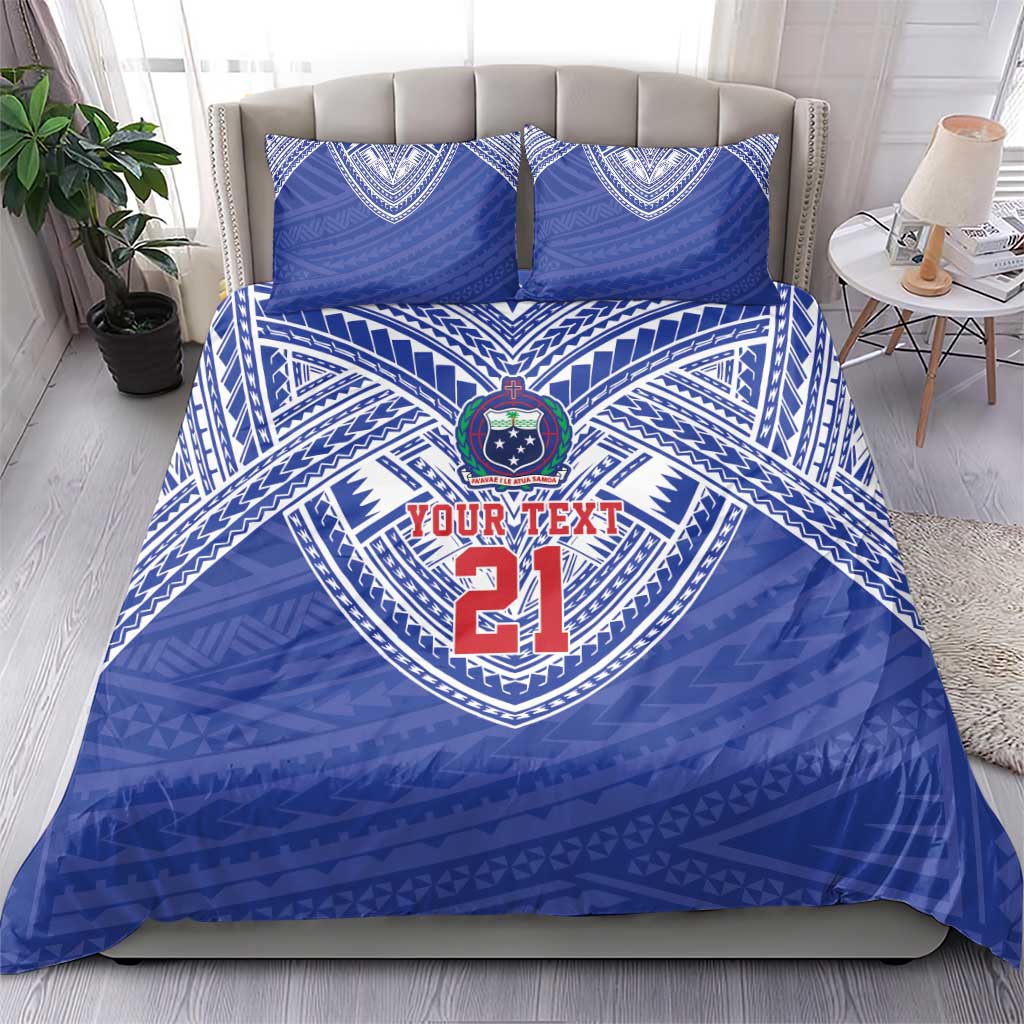 Manu Samoa Pacific Samoa Rugby Custom Bedding Set Polynesian Pattern
