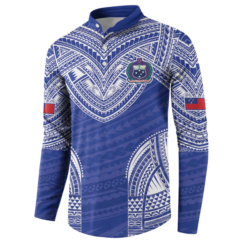 Manu Samoa Pacific Samoa Rugby Custom Button Sweatshirt Polynesian Pattern