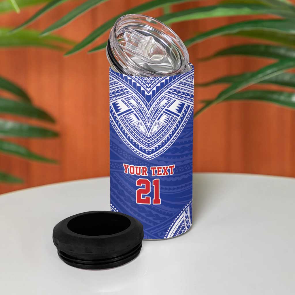 Manu Samoa Pacific Samoa Rugby Custom 4 in 1 Can Cooler Tumbler Polynesian Pattern