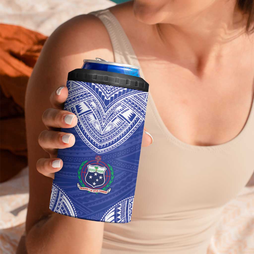 Manu Samoa Pacific Samoa Rugby Custom 4 in 1 Can Cooler Tumbler Polynesian Pattern