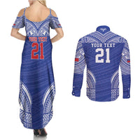 Manu Samoa Pacific Samoa Rugby Custom Couples Matching Summer Maxi Dress and Long Sleeve Button Shirt Polynesian Pattern
