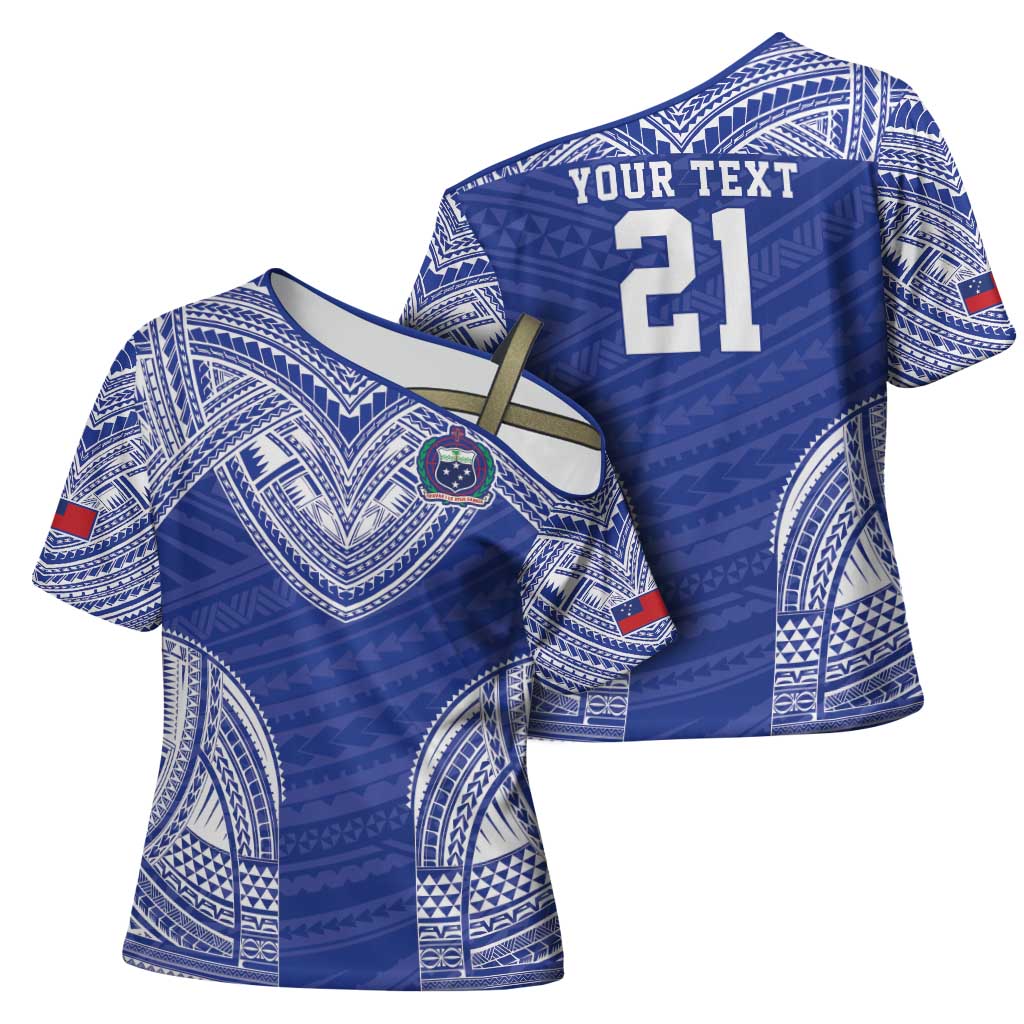 Manu Samoa Pacific Samoa Rugby Custom Cross Shoulder Shirt Polynesian Pattern - Polynesian Pride