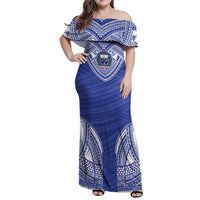 Manu Samoa Pacific Samoa Rugby Custom Family Matching Off Shoulder Maxi Dress and Hawaiian Shirt Polynesian Pattern
