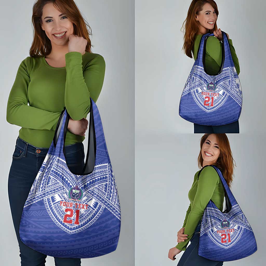 Manu Samoa Pacific Samoa Rugby Custom Grocery Bag Polynesian Pattern