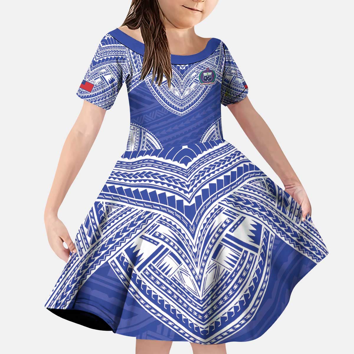 Manu Samoa Pacific Samoa Rugby Custom Kid Short Sleeve Dress Polynesian Pattern
