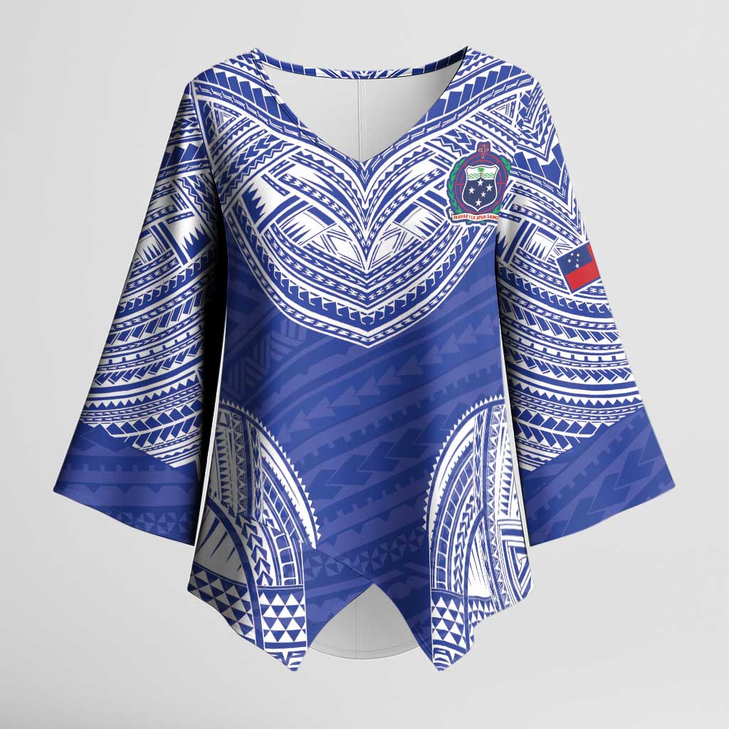 Manu Samoa Pacific Samoa Rugby Custom Kimono Sleeve Blouse Polynesian Pattern - Polynesian Pride