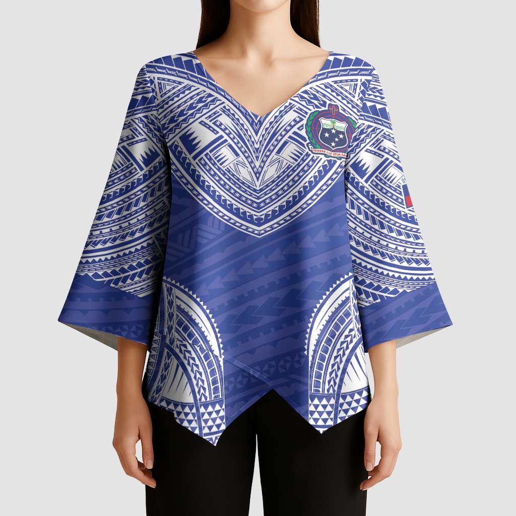 Manu Samoa Pacific Samoa Rugby Custom Kimono Sleeve Blouse Polynesian Pattern - Polynesian Pride