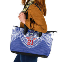 Manu Samoa Pacific Samoa Rugby Custom Leather Tote Bag Polynesian Pattern LT9 Blue - Polynesian Pride