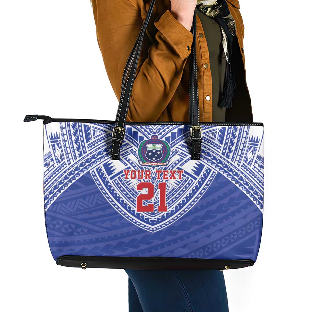 Manu Samoa Pacific Samoa Rugby Custom Leather Tote Bag Polynesian Pattern LT9 - Polynesian Pride