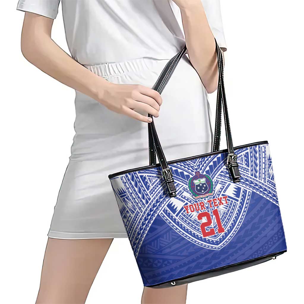 Manu Samoa Pacific Samoa Rugby Custom Leather Tote Bag Polynesian Pattern LT9 - Polynesian Pride