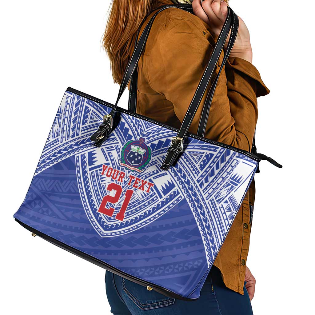 Manu Samoa Pacific Samoa Rugby Custom Leather Tote Bag Polynesian Pattern LT9 - Polynesian Pride