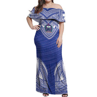 Manu Samoa Pacific Samoa Rugby Custom Off Shoulder Maxi Dress Polynesian Pattern