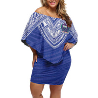 Manu Samoa Pacific Samoa Rugby Custom Off Shoulder Short Dress Polynesian Pattern
