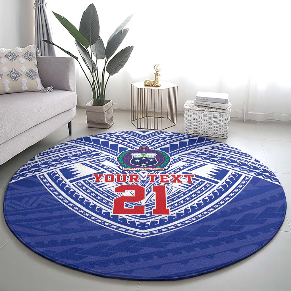Manu Samoa Pacific Samoa Rugby Custom Round Carpet Polynesian Pattern