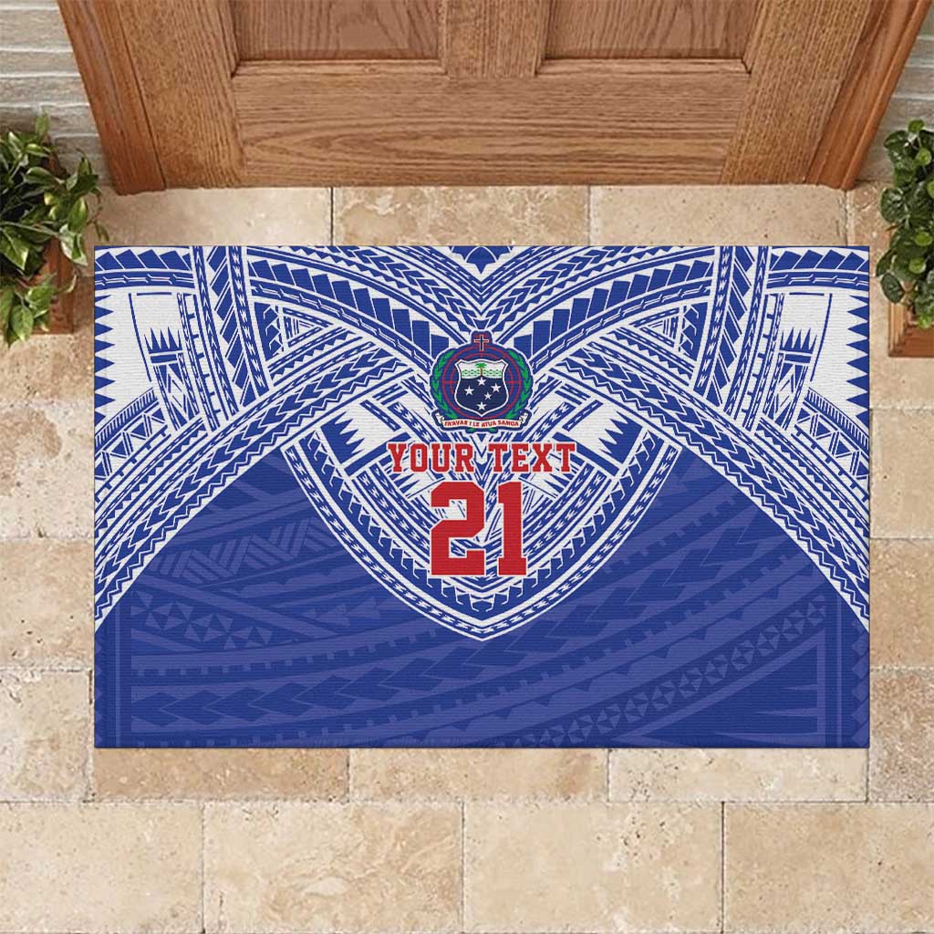 Manu Samoa Pacific Samoa Rugby Custom Rubber Doormat Polynesian Pattern