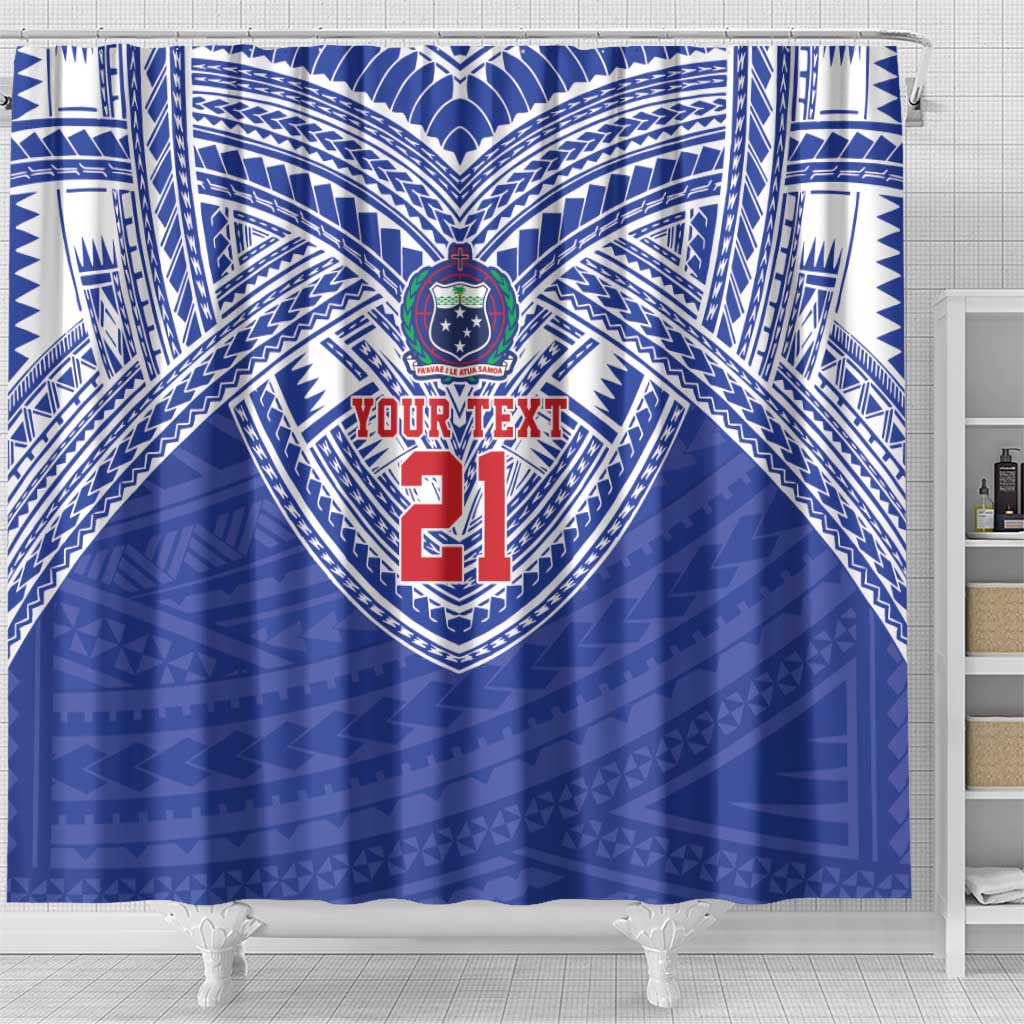 Manu Samoa Pacific Samoa Rugby Custom Shower Curtain Polynesian Pattern