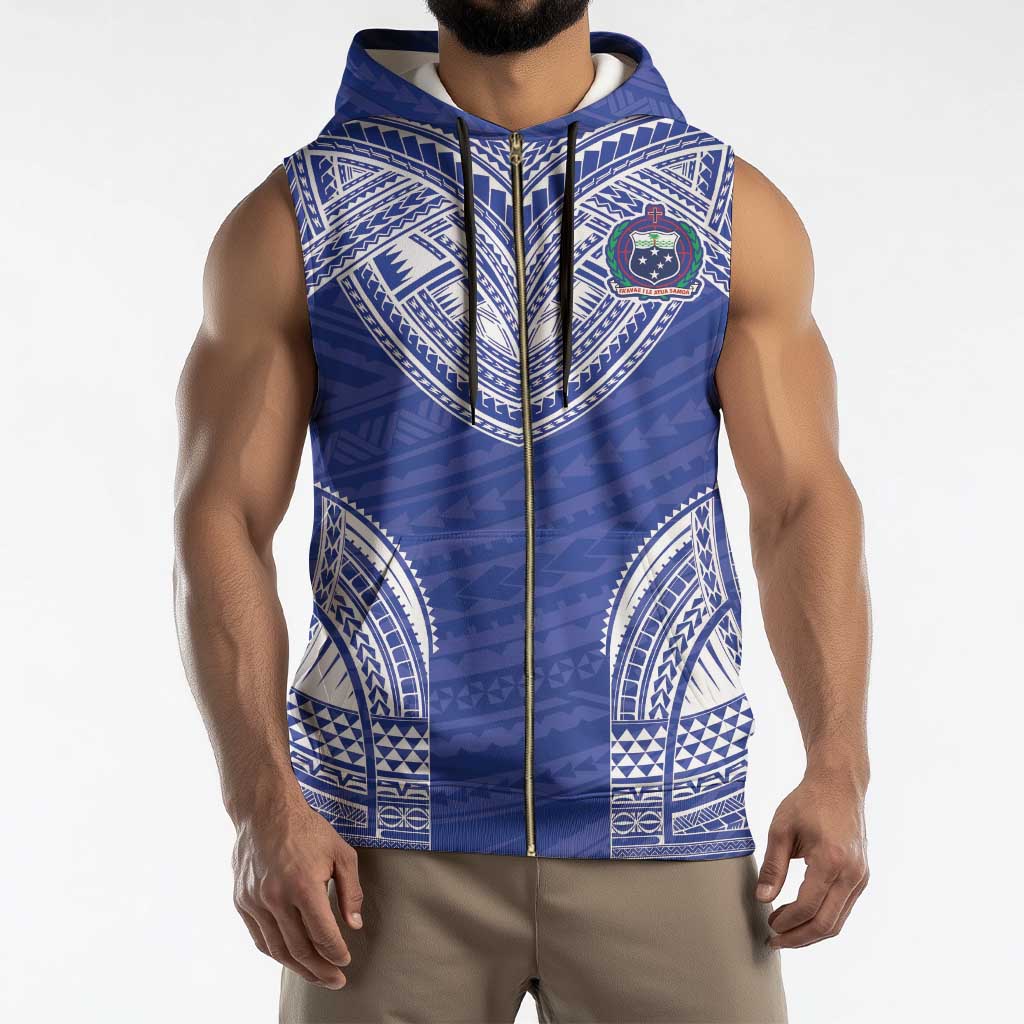 Manu Samoa Pacific Samoa Rugby Custom Sleeveless Zip Hoodie Polynesian Pattern - Polynesian Pride