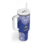 Manu Samoa Pacific Samoa Rugby Custom Tumbler With Handle Polynesian Pattern