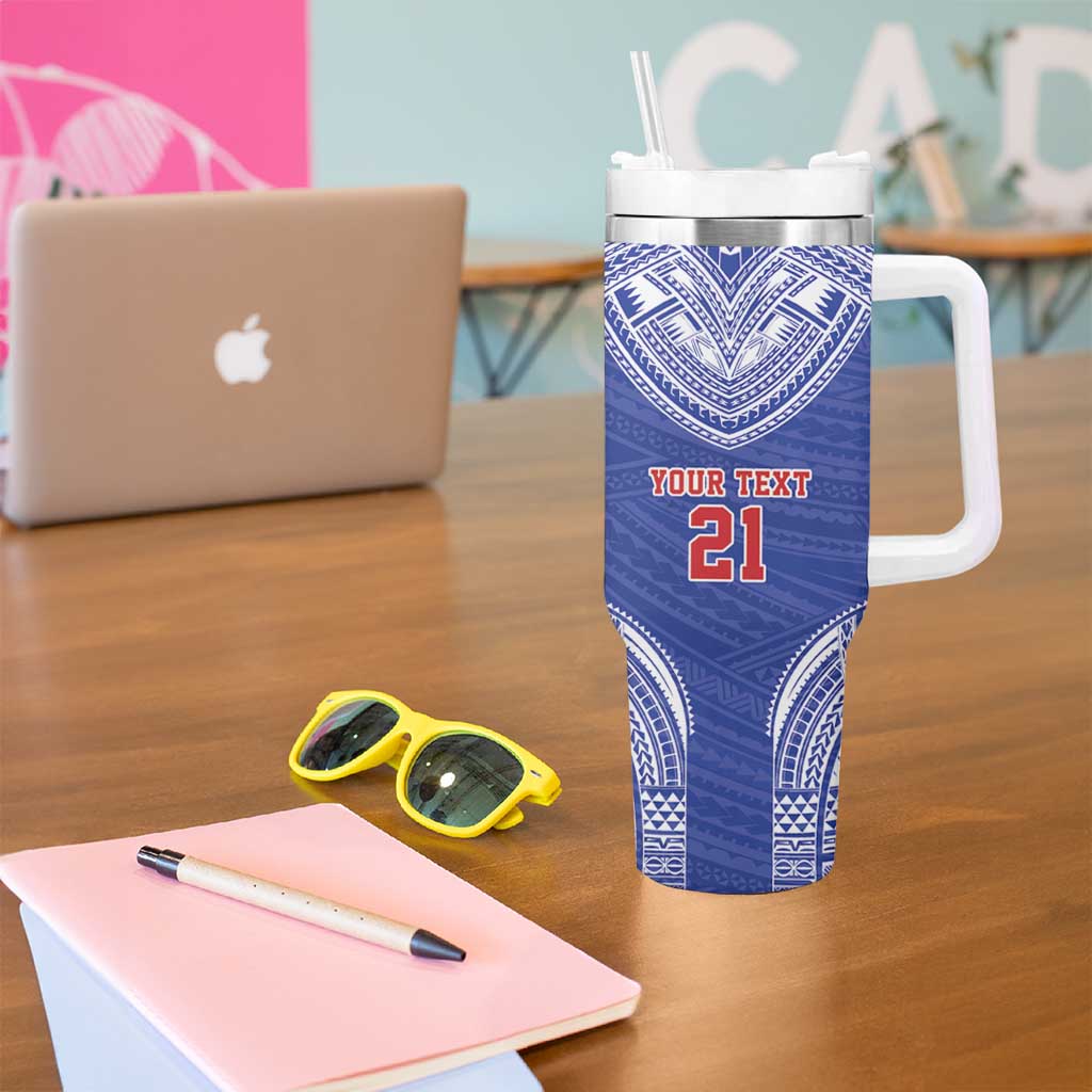 Manu Samoa Pacific Samoa Rugby Custom Tumbler With Handle Polynesian Pattern