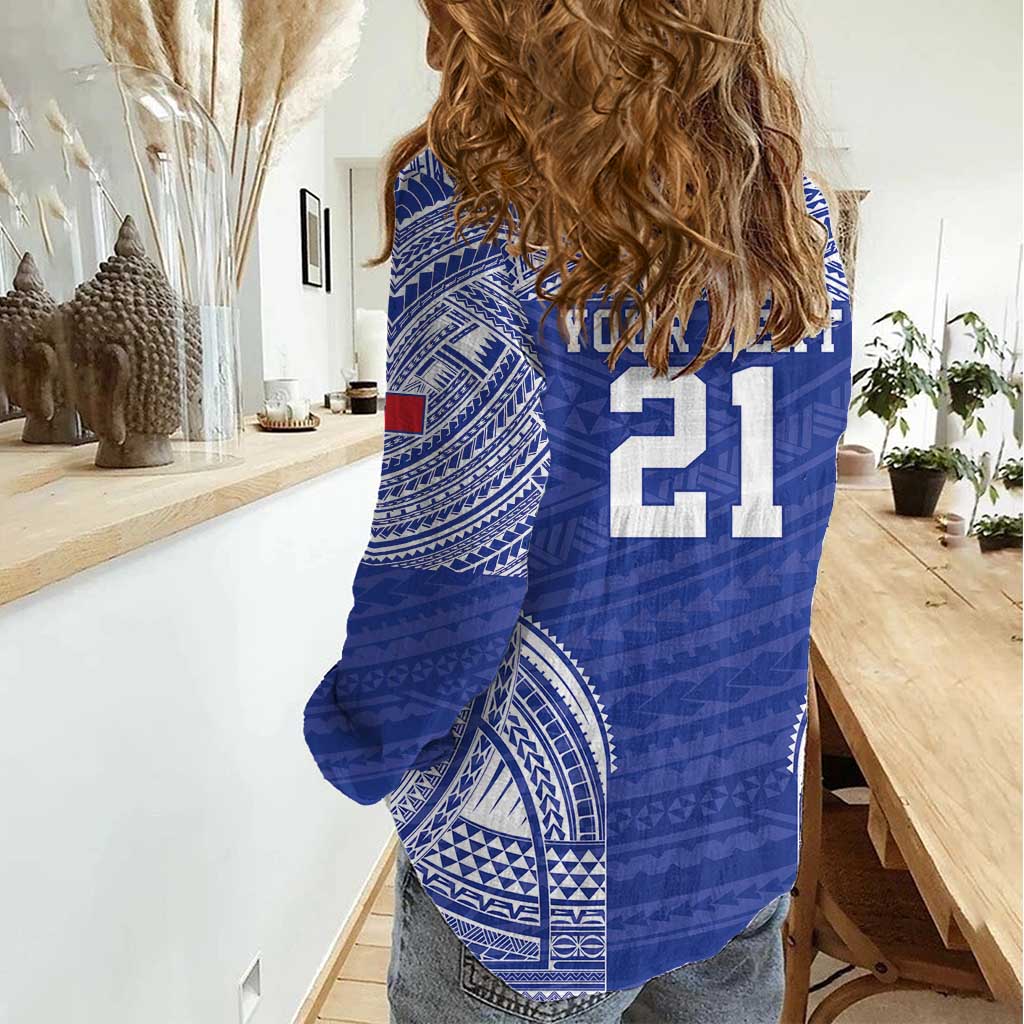 Manu Samoa Pacific Samoa Rugby Custom Women Casual Shirt Polynesian Pattern