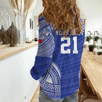 Manu Samoa Pacific Samoa Rugby Custom Women Casual Shirt Polynesian Pattern