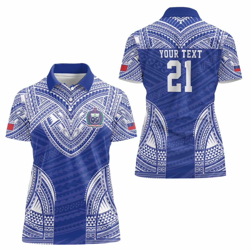 Manu Samoa Pacific Samoa Rugby Custom Women Polo Shirt Polynesian Pattern