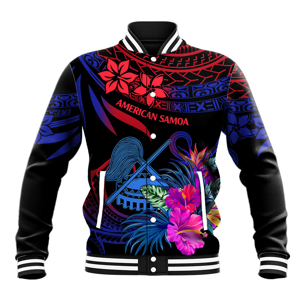 American Samoa Baseball Jacket Manu'a Cession Day Polynesian Tribal LT9 Unisex Gradient Blue - Polynesian Pride