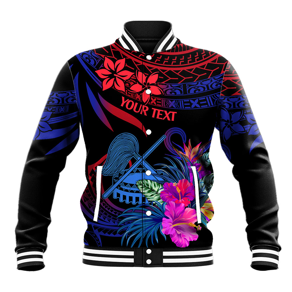 Custom American Samoa Baseball Jacket Manu'a Cession Day Polynesian Tribal LT9 Unisex Gradient Blue - Polynesian Pride