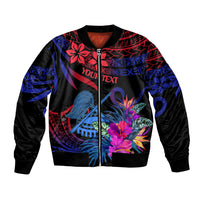Custom American Samoa Bomber Jacket Manu'a Cession Day Polynesian Tribal LT9 Unisex Gradient Blue - Polynesian Pride