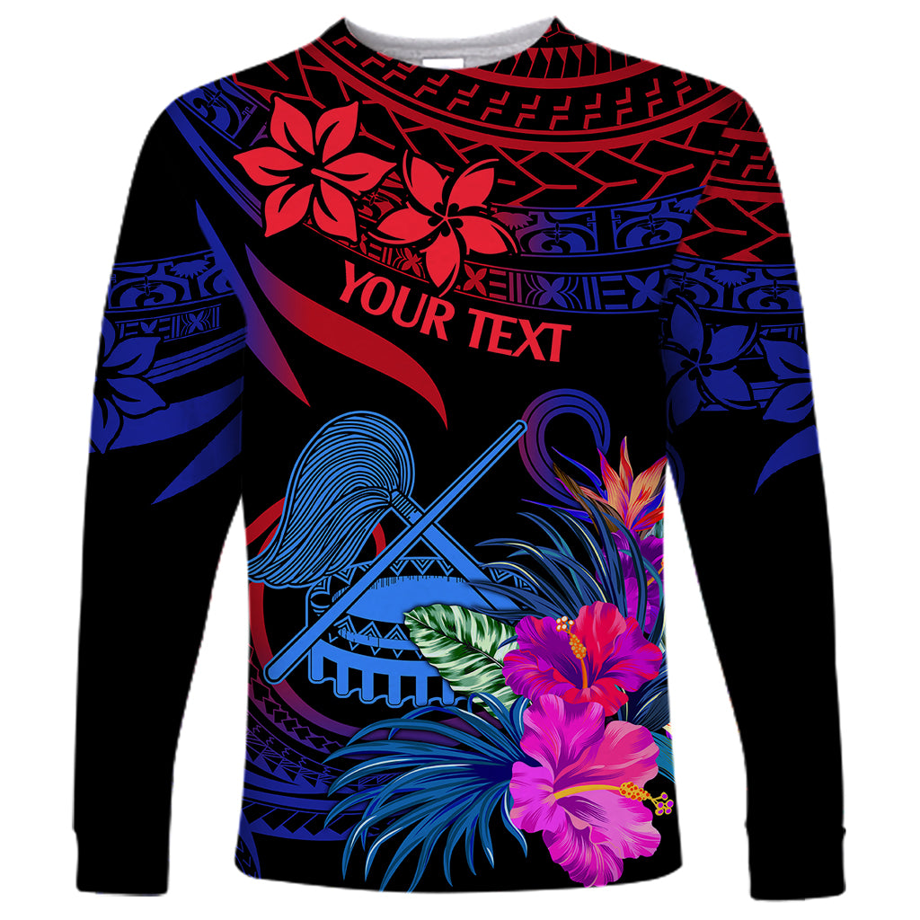 Custom American Samoa Long Sleeve Shirt Manu'a Cession Day Polynesian Tribal LT9 Unisex Gradient Blue - Polynesian Pride