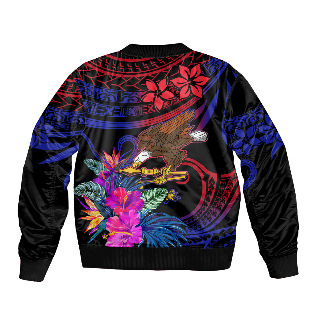 Custom American Samoa Sleeve Zip Bomber Jacket Manu'a Cession Day Polynesian Tribal LT9 - Polynesian Pride