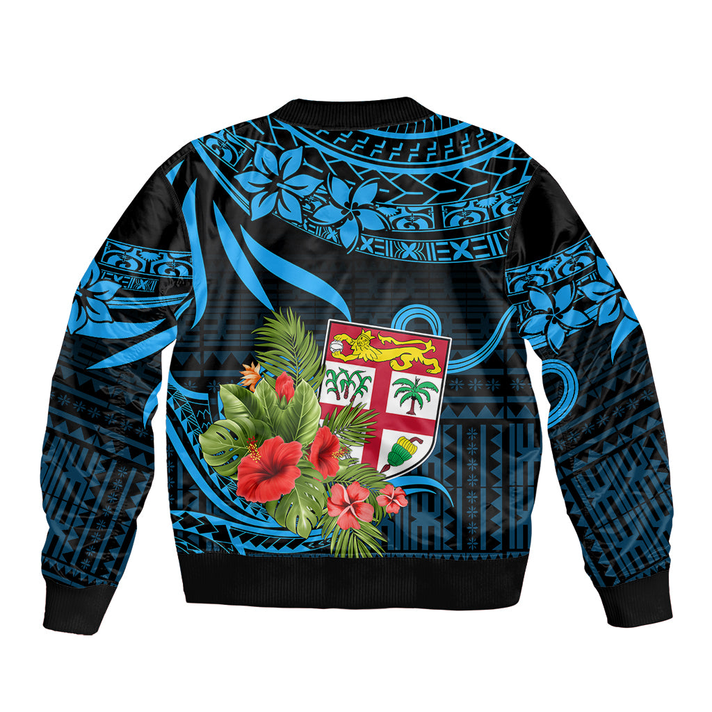 Fiji Islands Sleeve Zip Bomber Jacket With Polynesian Tribal Happy National Day LT9 - Polynesian Pride