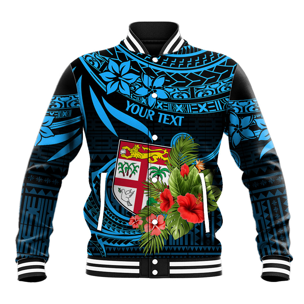 Custom Fiji Islands Baseball Jacket With Polynesian Tribal Happy National Day LT9 Unisex Blue - Polynesian Pride