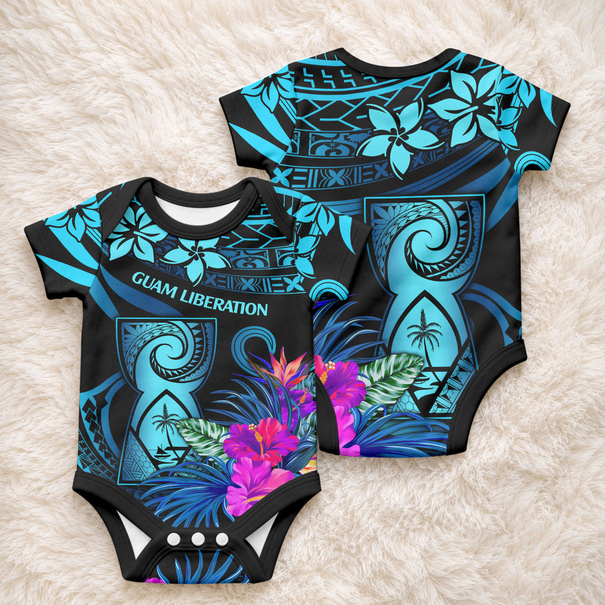 Polynesian Guam Baby Onesie With Latte Stone Happy Liberation Day LT9 - Polynesian Pride