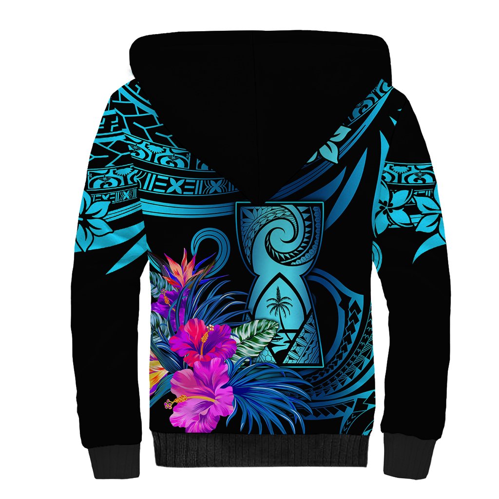 Polynesian Guam Sherpa Hoodie With Latte Stone Happy Liberation Day LT9 - Polynesian Pride