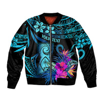 Custom Polynesian Guam Bomber Jacket With Latte Stone Happy Liberation Day LT9 Unisex Blue - Polynesian Pride