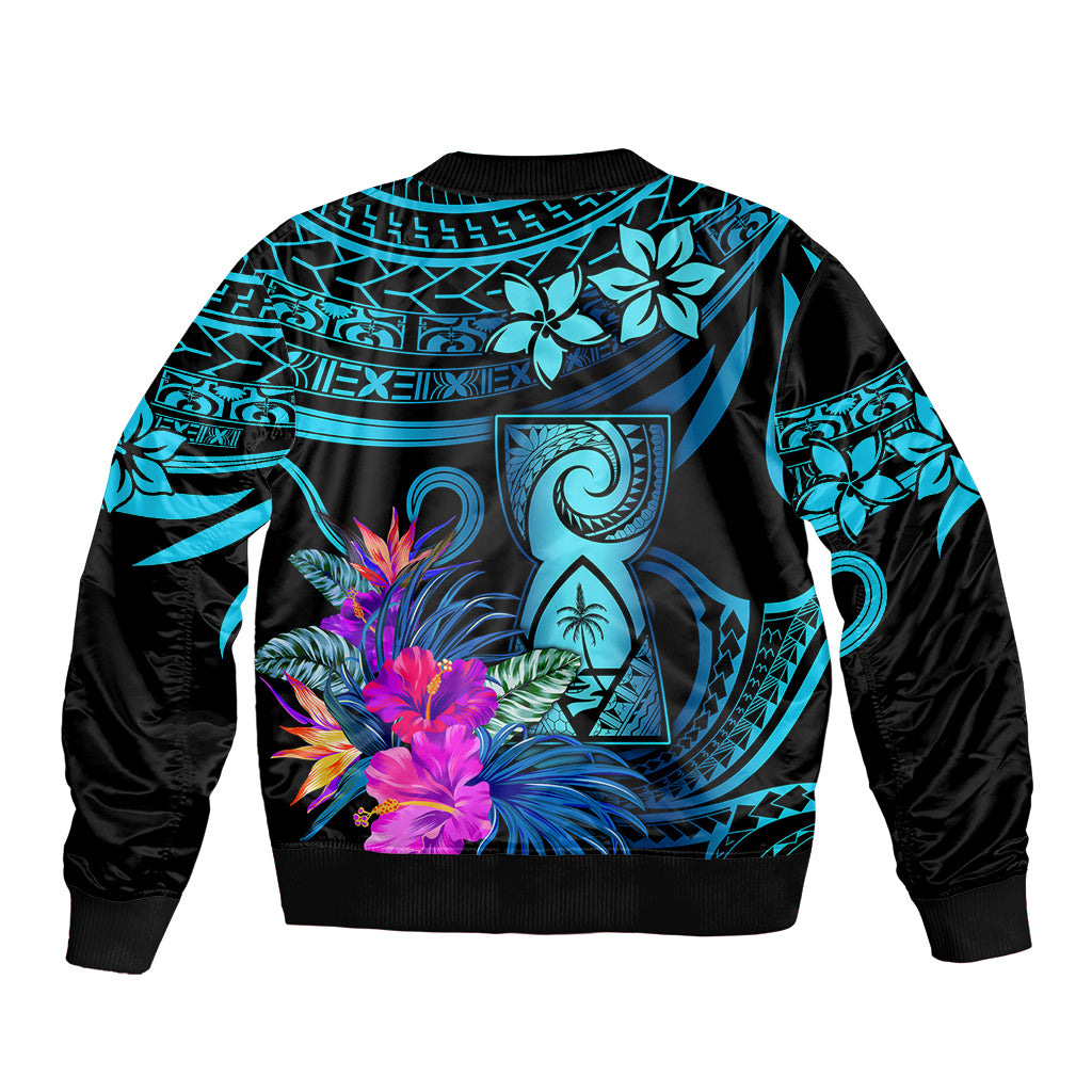 Custom Polynesian Guam Bomber Jacket With Latte Stone Happy Liberation Day LT9 - Polynesian Pride