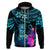 Custom Polynesian Guam Hoodie With Latte Stone Happy Liberation Day LT9 Zip Hoodie Blue - Polynesian Pride