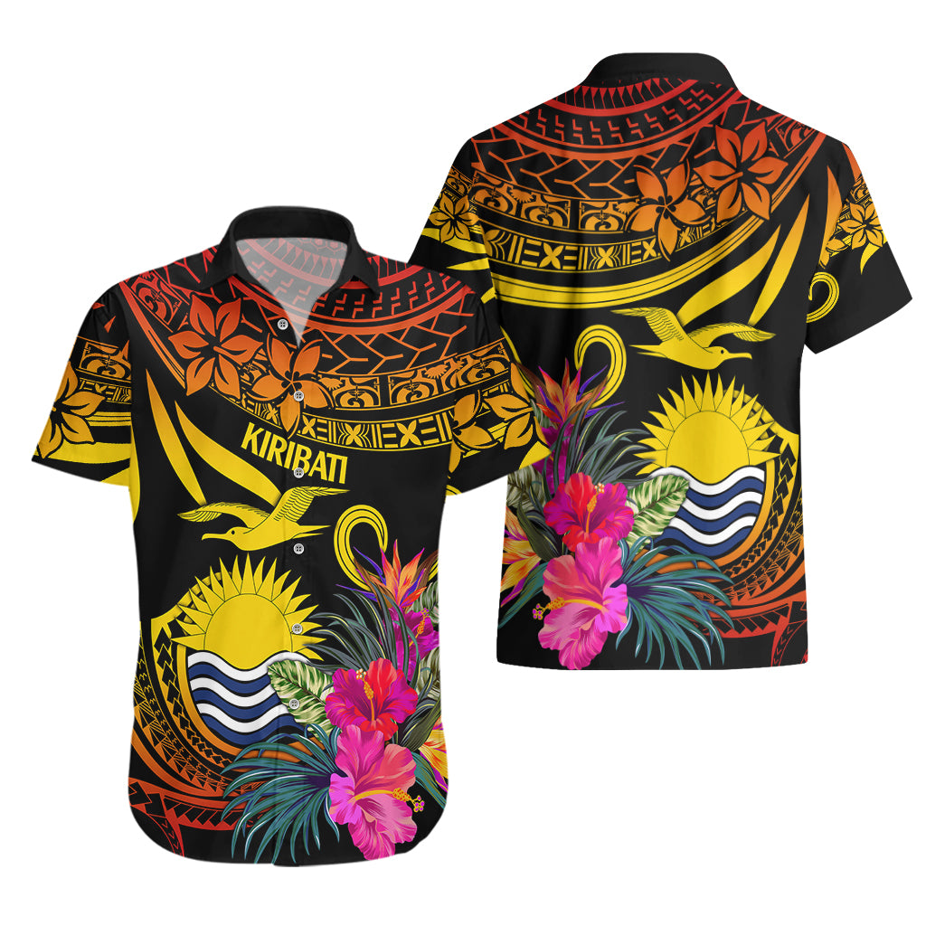 Polynesian Kiribati Independence Day Hawaiian Shirt Kiribati Emblem with Hibiscus Pacific Beauty LT9 - Polynesian Pride