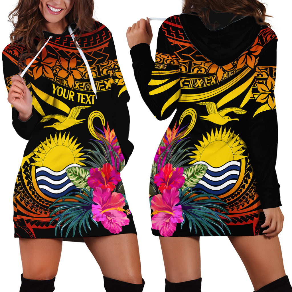 Custom Polynesian Kiribati Independence Day Hoodie Dress Kiribati Emblem with Hibiscus Pacific Beauty LT9 - Polynesian Pride