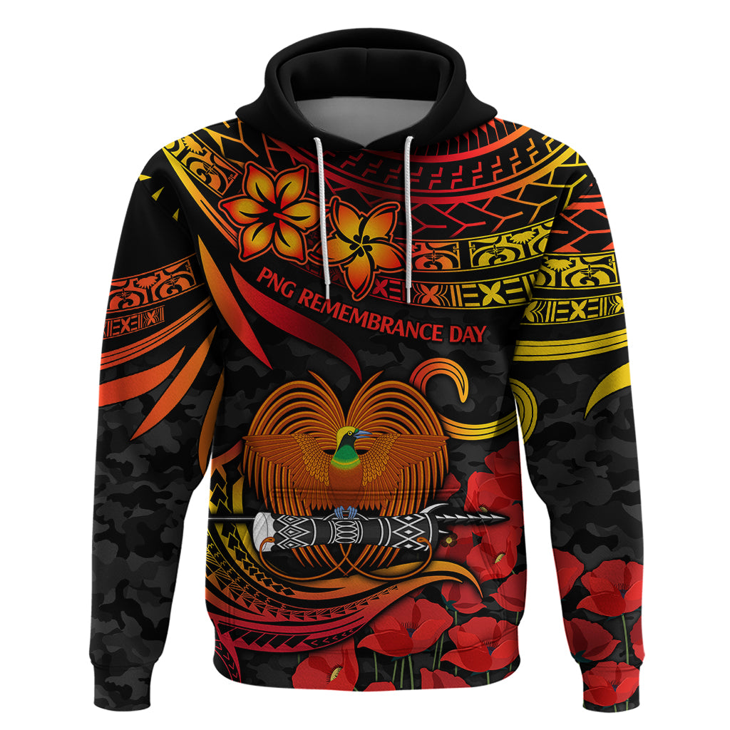 PNG Remembrance Day Hoodie Polynesian Tribal and Poppy LT9 Red - Polynesian Pride