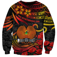 PNG Remembrance Day Sweatshirt Polynesian Tribal and Poppy LT9 Unisex Red - Polynesian Pride