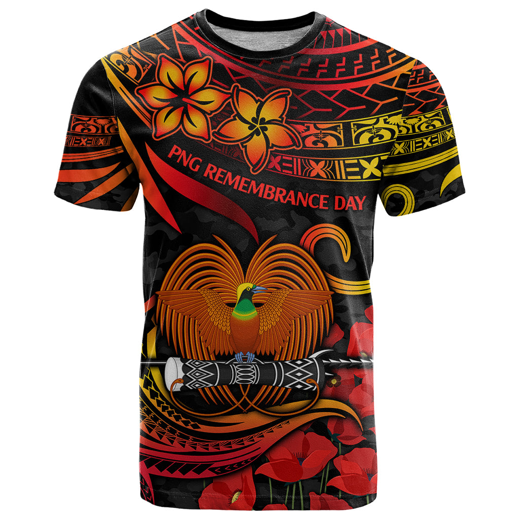 PNG Remembrance Day T Shirt Polynesian Tribal and Poppy LT9 Red - Polynesian Pride