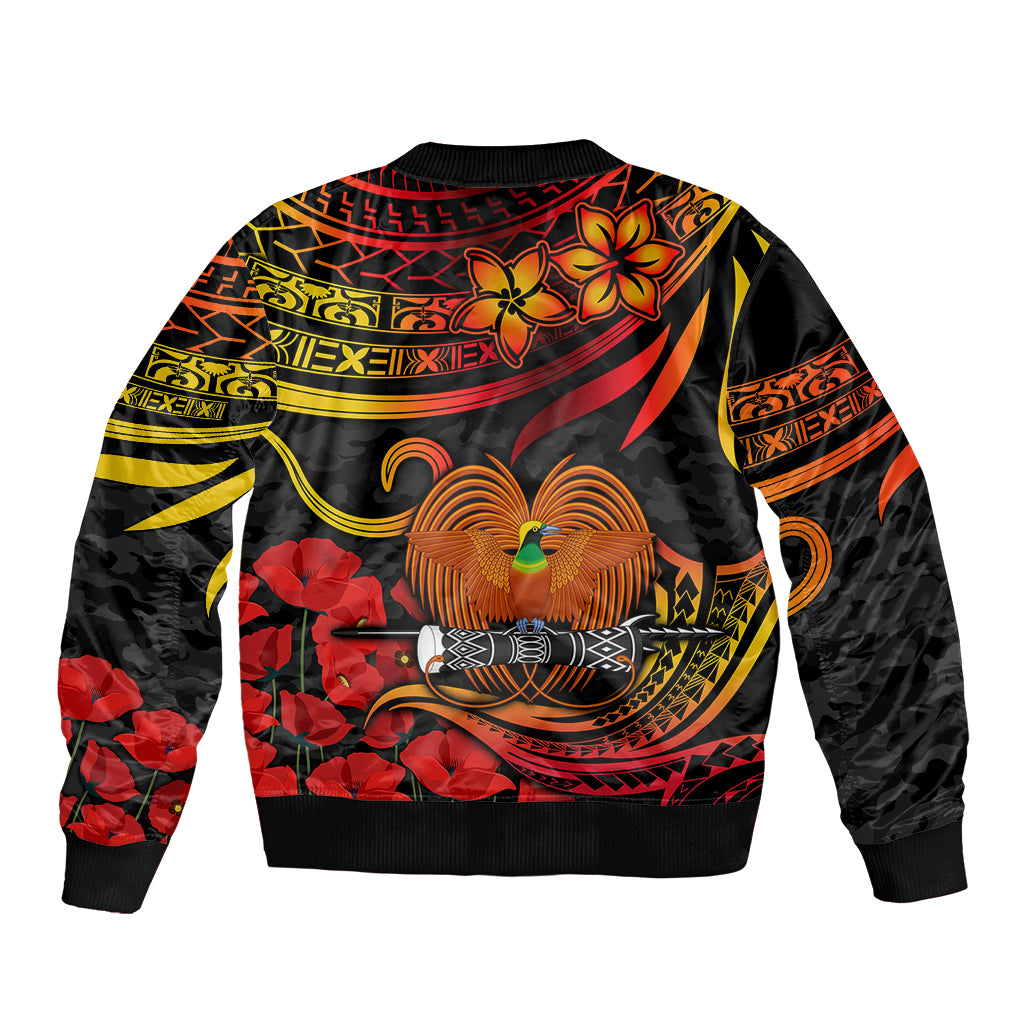 Custom PNG Remembrance Day Bomber Jacket Polynesian Tribal and Poppy LT9 - Polynesian Pride
