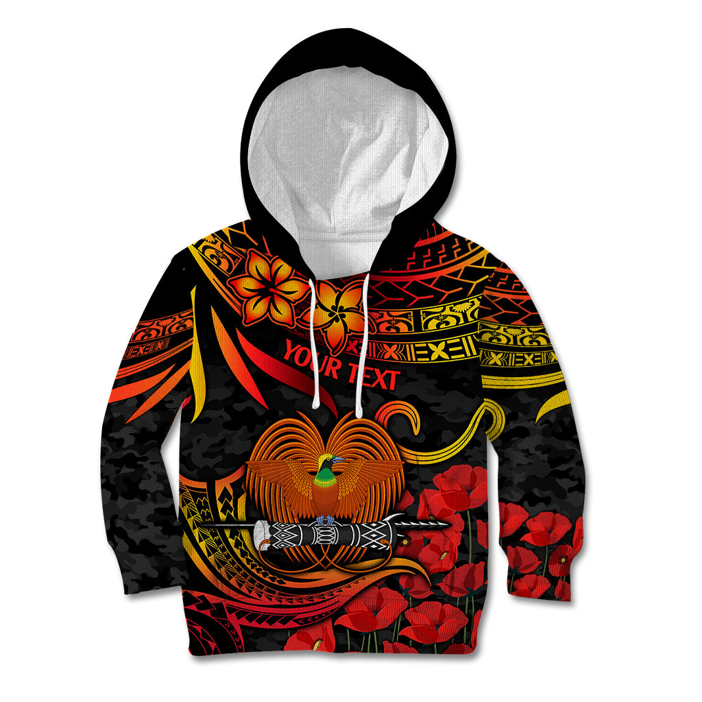 Custom PNG Remembrance Day Kid Hoodie Polynesian Tribal and Poppy LT9 Red - Polynesian Pride