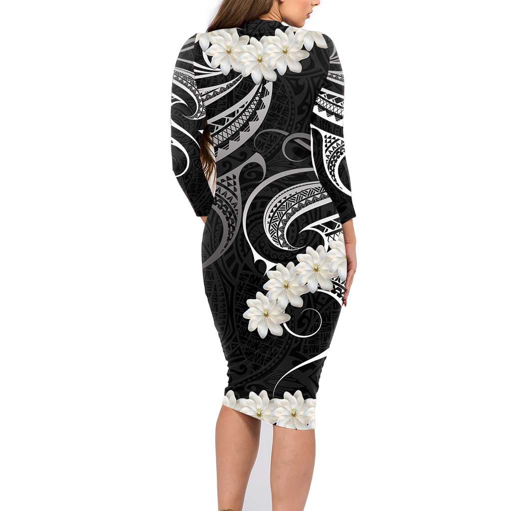 White Sunday Tokelau Gardenia Thunbergia Family Matching Long Sleeve Bodycon Dress and Hawaiian Shirt Fakamalo Atu Kia Te Koutou Uma